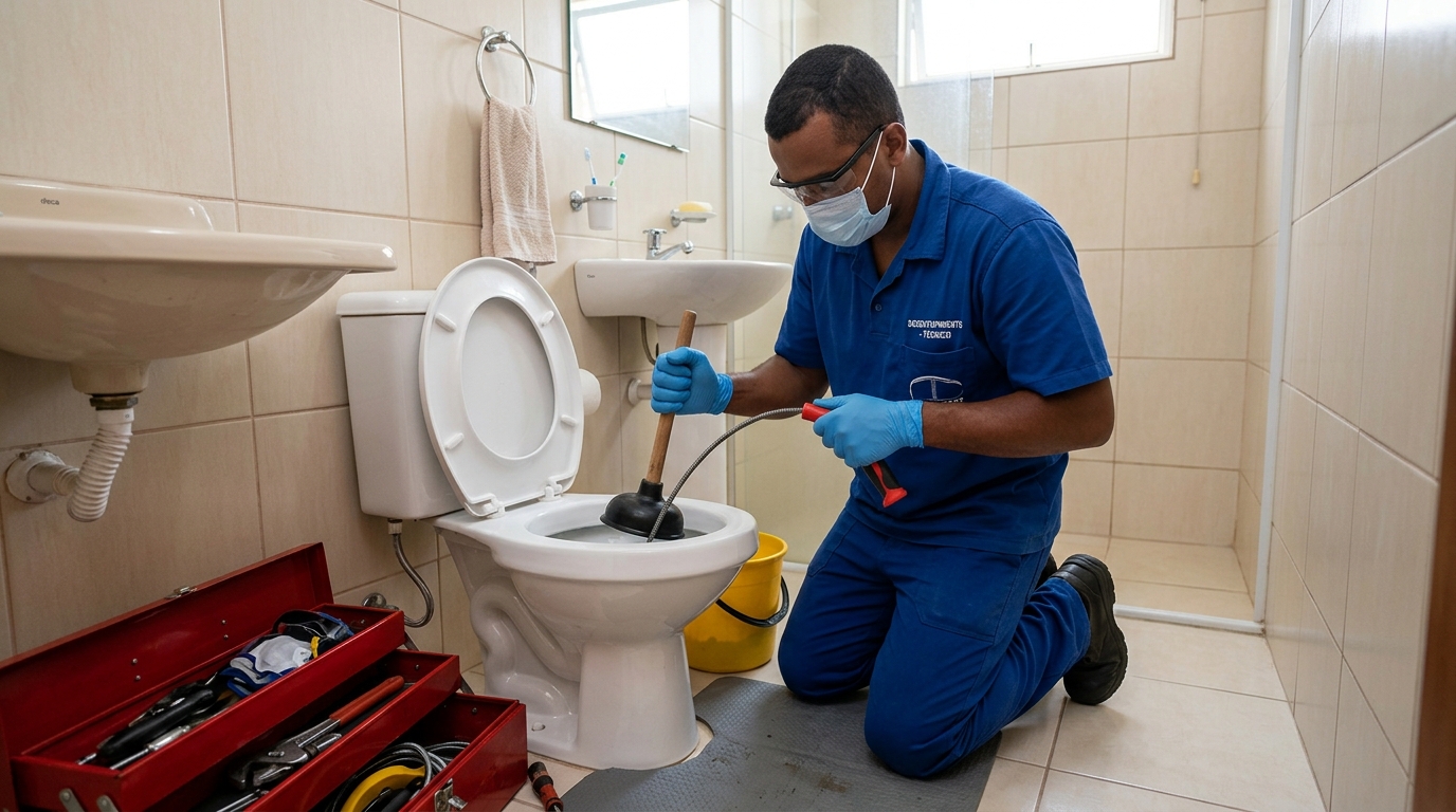 Desentupimento de vaso profissional em Piracicaba-SP